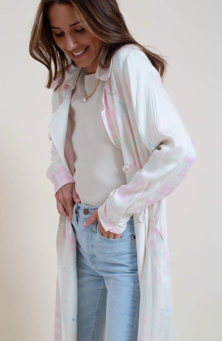 Something Navy Satin Trench Coat, Alternate, color, 