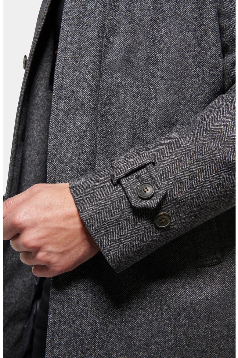 Herringbone Waterproof Wool Blend Down Coat, Alternate, color, GREY BLACK HERRINGBONE