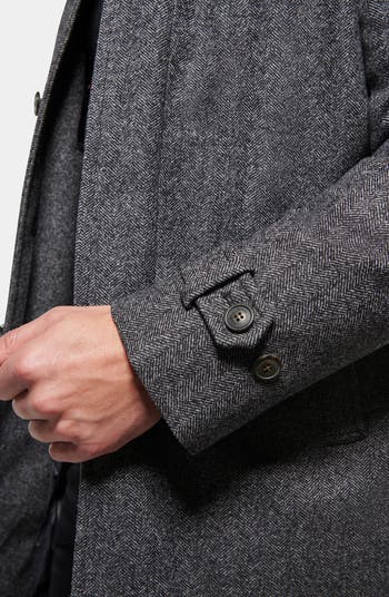 Norwegian Wool Herringbone Waterproof Wool Blend Down Coat