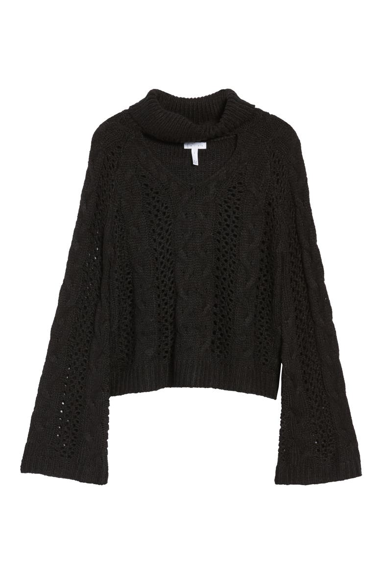 Choker Sweater, Alternate, color, BLACK