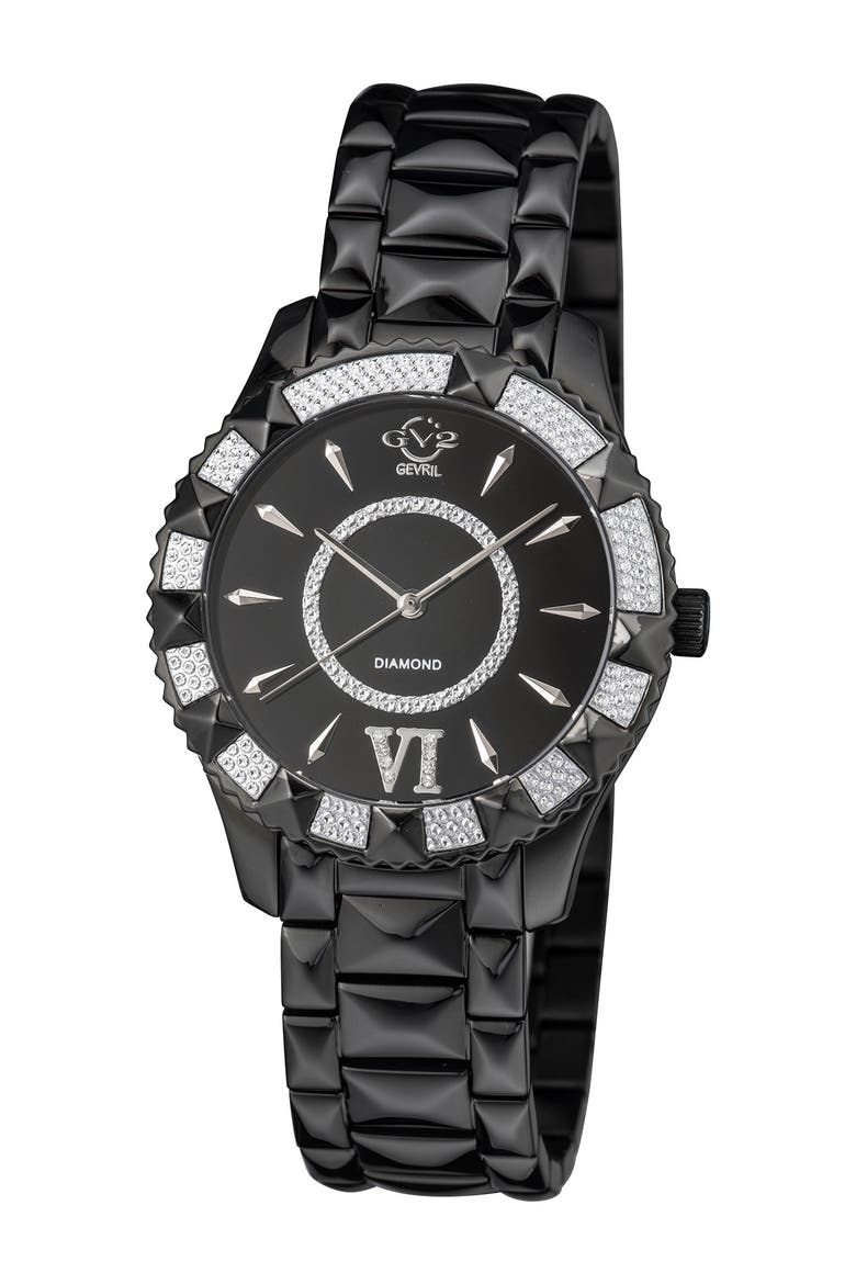 Women's GV2 Venice Diamond Bracelet Watch, 39mm - 0.0038 ctw, Main, color, BLACK