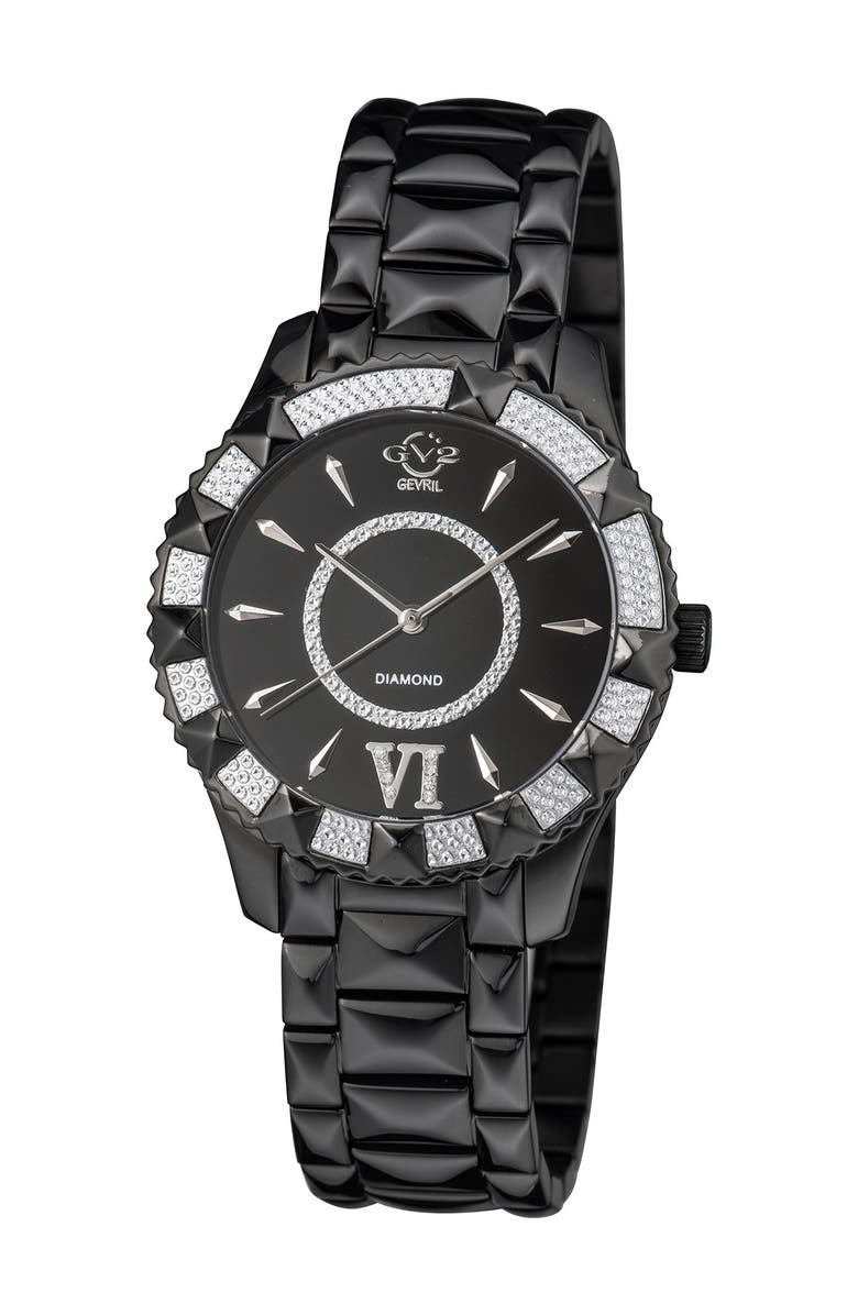 GV2 Women's GV2 Venice Diamond Bracelet Watch, 39mm - 0.0038 ctw, Main, color, Black