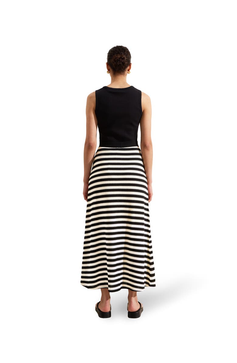 Ro&Zo Mono Stripe Knit Midi Skirt, Alternate, color, Black