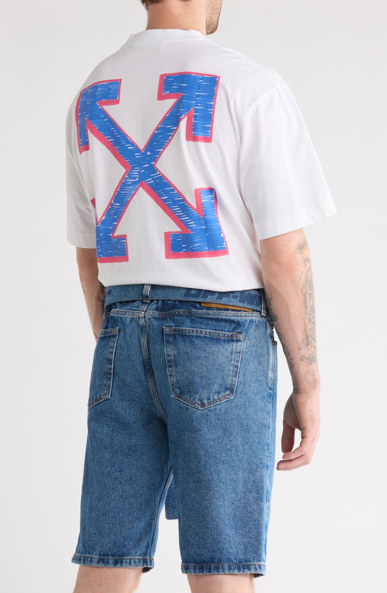 Off-White Industrial Slim Belted Denim Shorts, Alternate, color, Medium Denim Blue