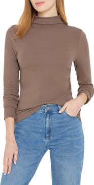 NIC+ZOE Perfect Rib Cotton Blend Funnel Neck Top