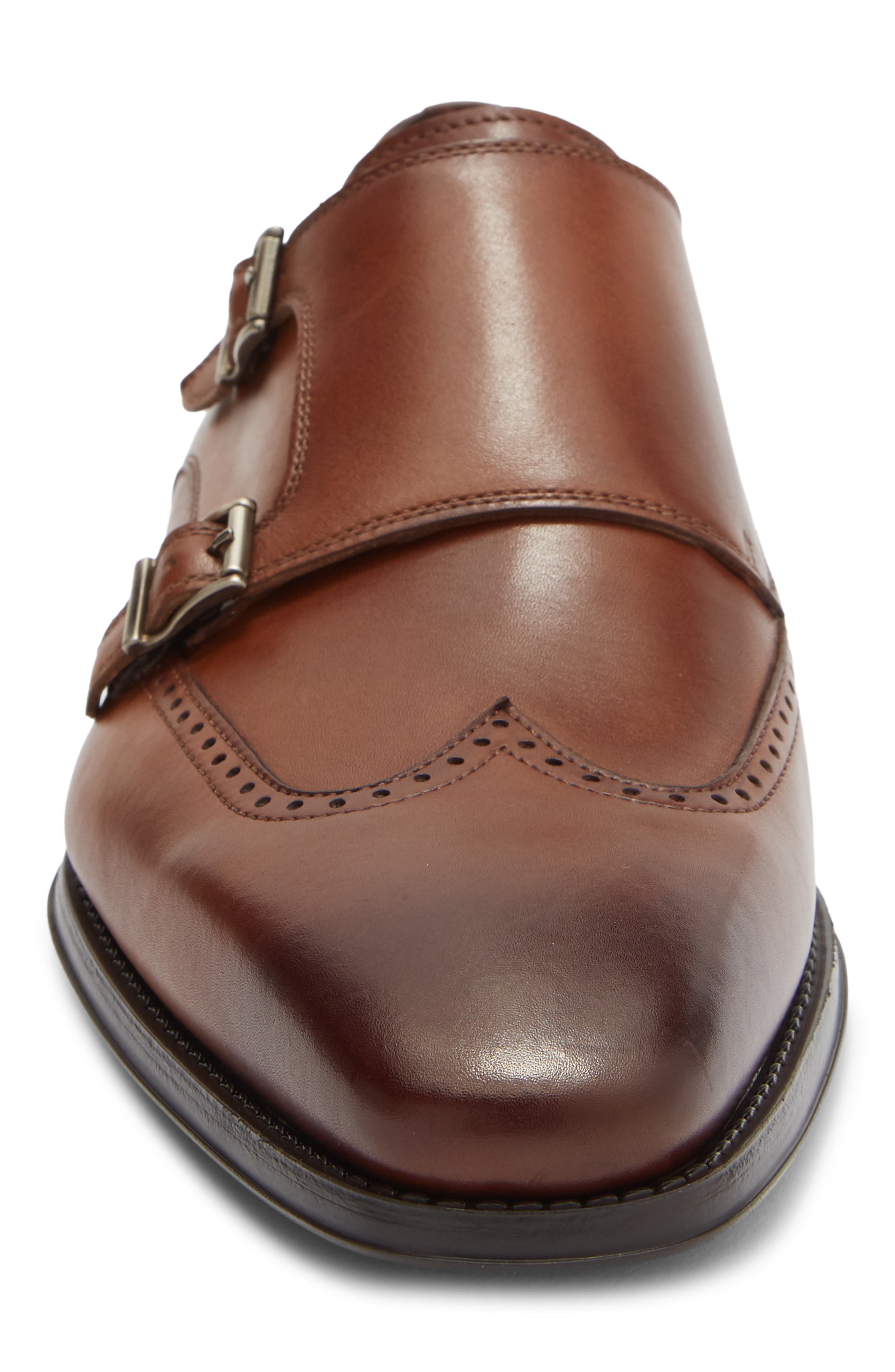 Helios Wing Double Monk Strap Shoe, Alternate, color, TABACO