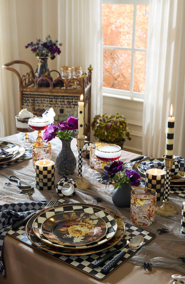 MACKENZIE CHILDS Set of 6 Black Dinner Candles, Alternate, color, Black/ Ivory