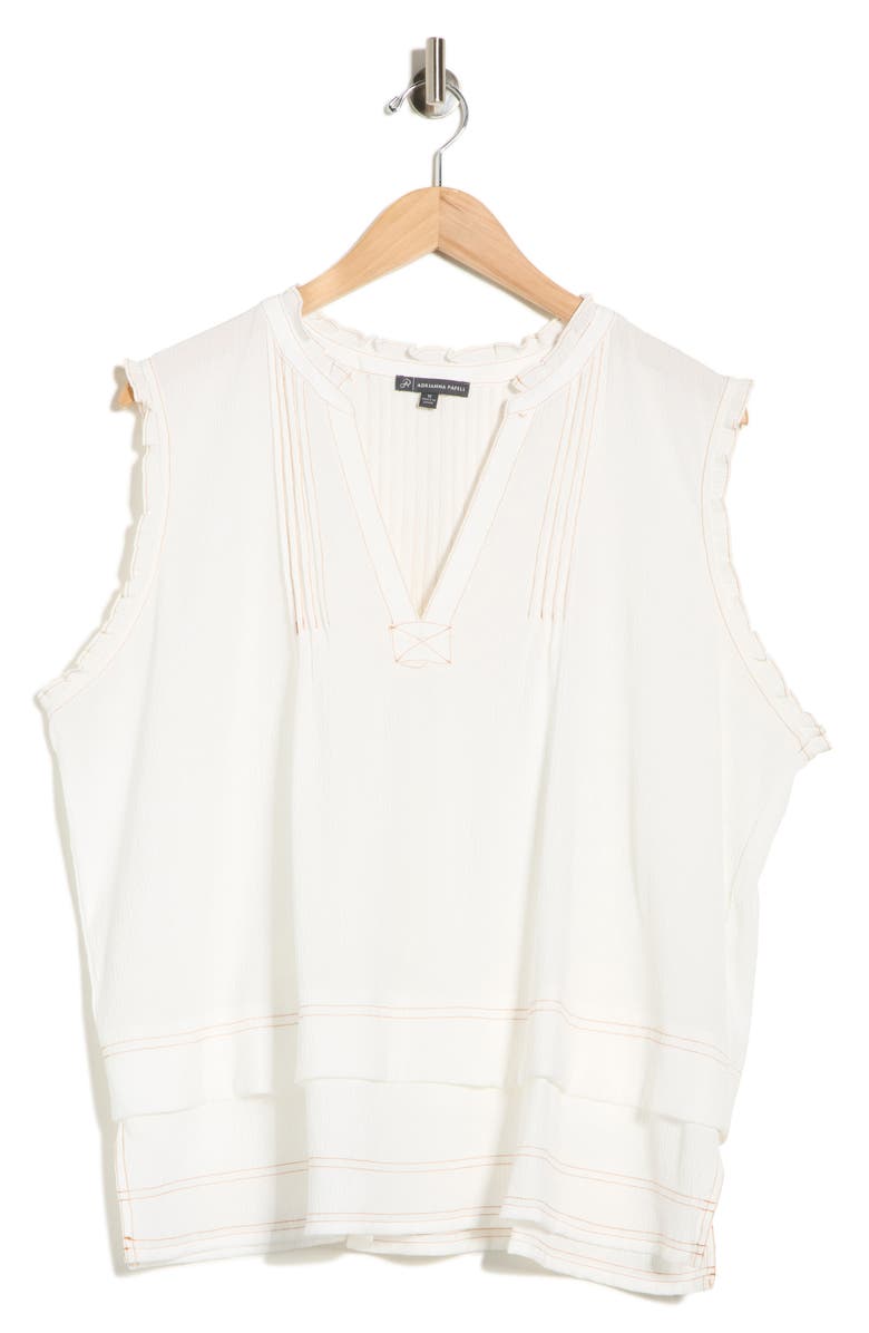 Adrianna Papell Topstitched Sleeveless Top, Main, color, Ivory/ Khaki