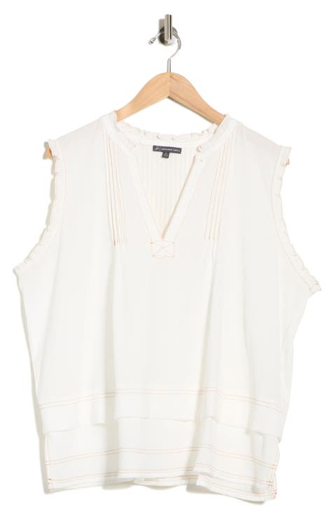 Topstitched Sleeveless Top (Plus)