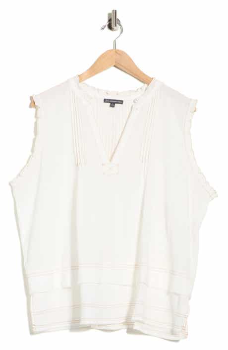 Adrianna Papell Topstitched Sleeveless Top
