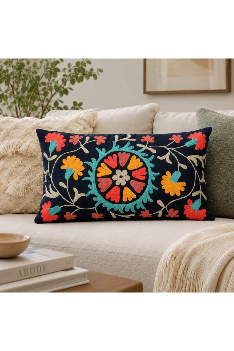 Indigo Artisan Aari Pillow | Cotton Fabric, Alternate, color, Blue