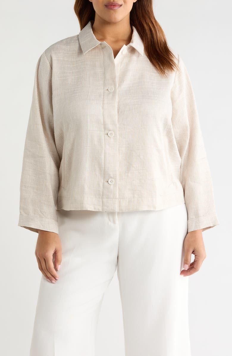 Eileen Fisher Linen Blend A-Line Jacket, Main, color, Wheat