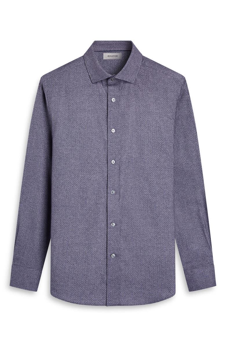 Bugatchi Axel Shaped Fit Brushed Mélange Button-Up Shirt, Alternate, color, Amethyst