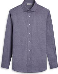 Bugatchi Axel Shaped Fit Brushed Mélange Button-Up Shirt