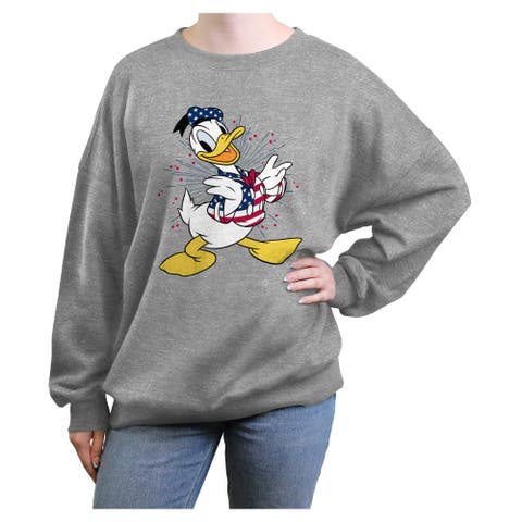 Junior's Mickey & Friends Patriotic Donald Duck  Sweatshirt