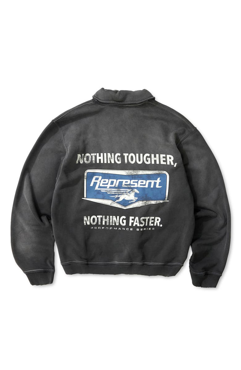 Represent Nothing Faster Quarter Zip Graphic Sweatshirt, Alternate, color, Stained Black