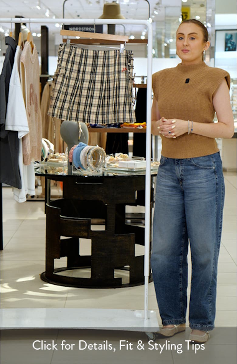 Moffy Plaid Pleated Organic Cotton Miniskirt, sales video thumbnail