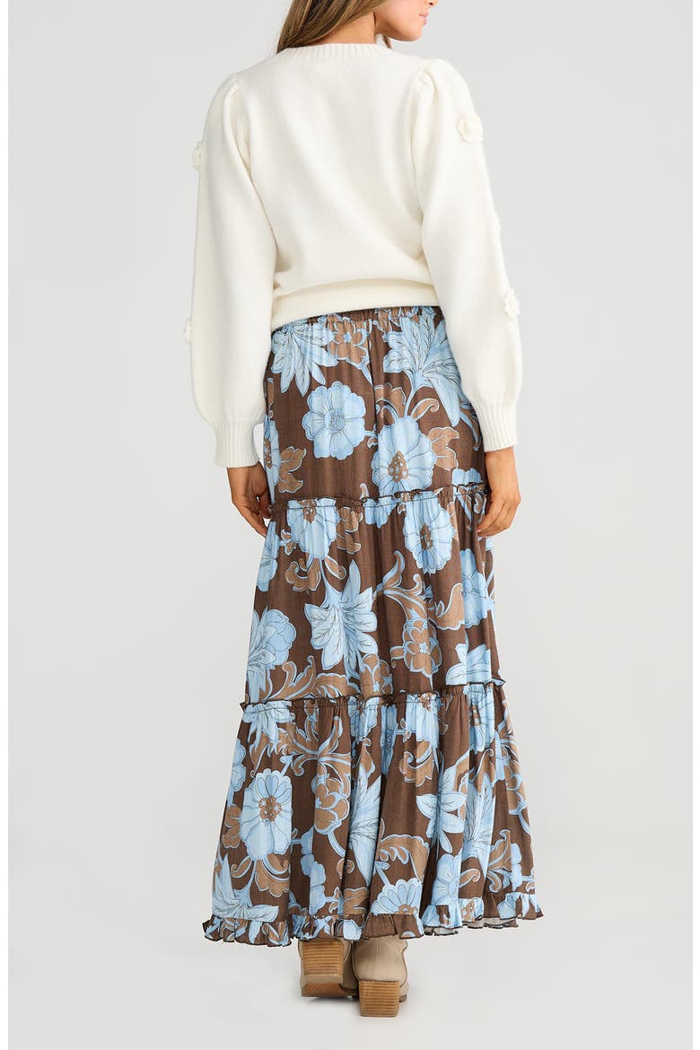 Mantra Tiered Maxi Skirt, Alternate, color, CHOCOLATE IBIZA