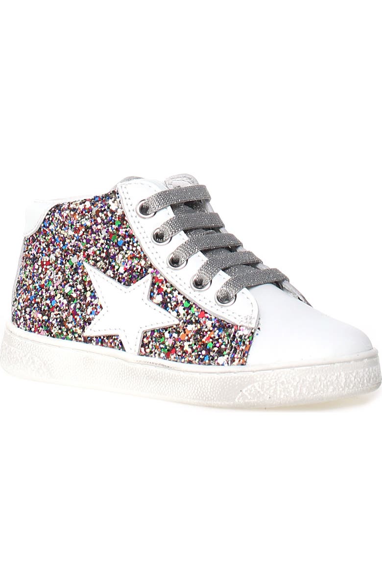 Naturino Pinn Glitter High Top Sneaker, Main, color,