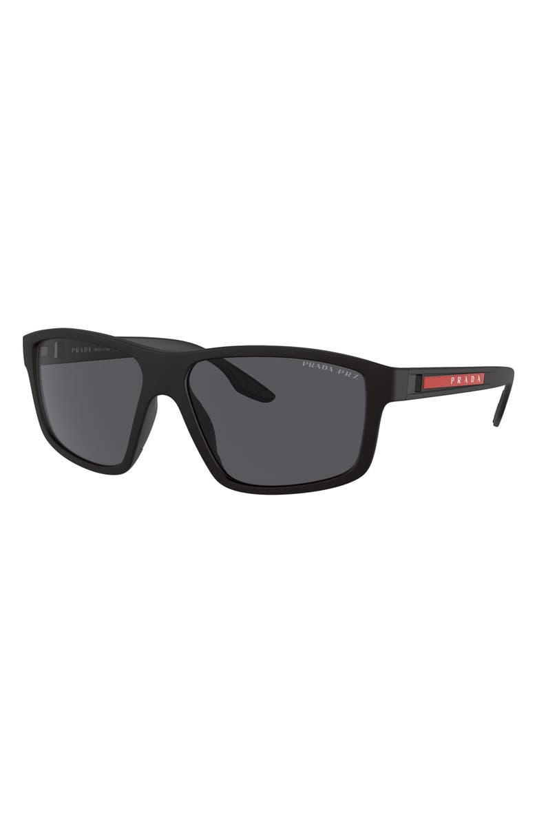 PRADA SPORT 60mm Polarized Rectangular Sunglasses, Alternate, color, 