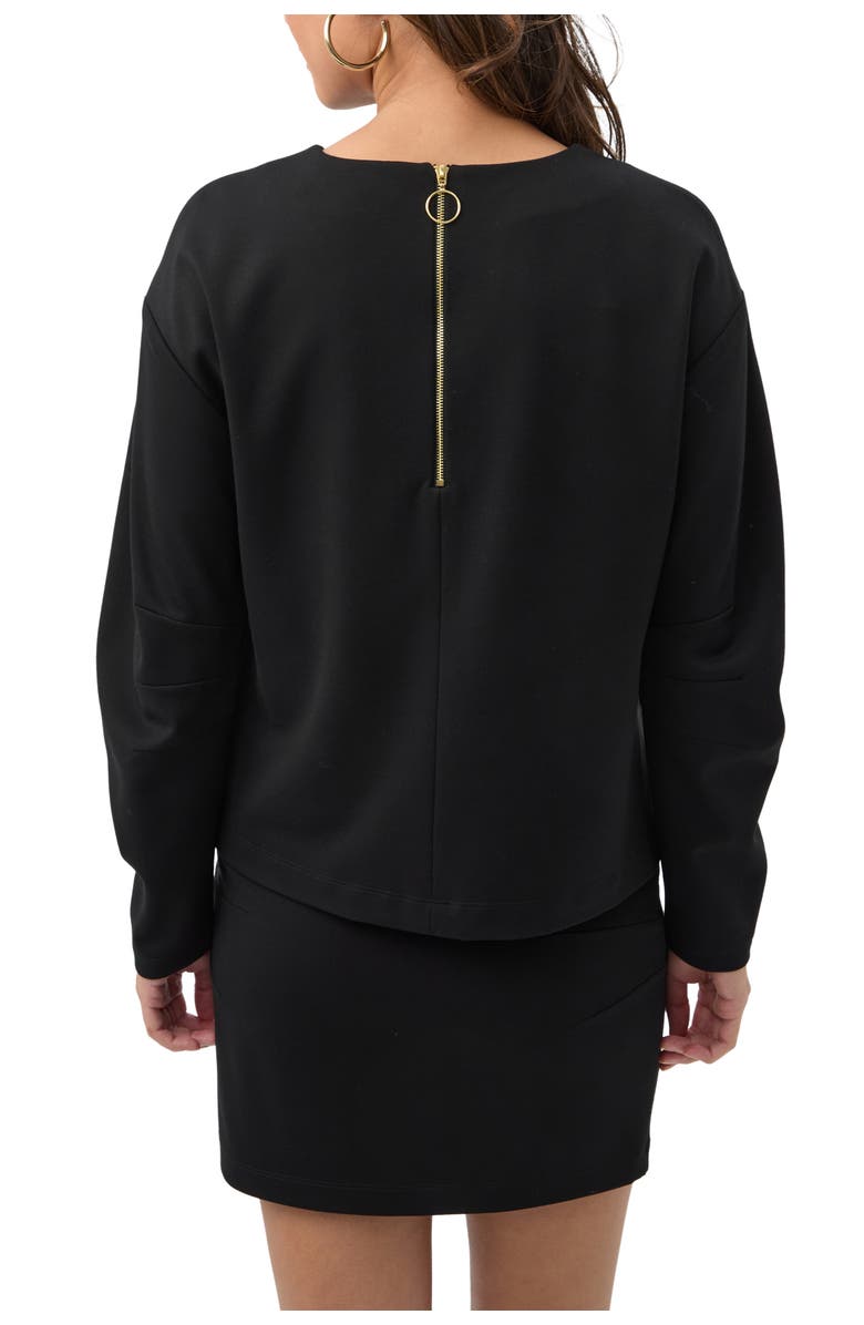 Trina Turk Savoy Long Sleeve Ponte Top, Alternate, color, Black