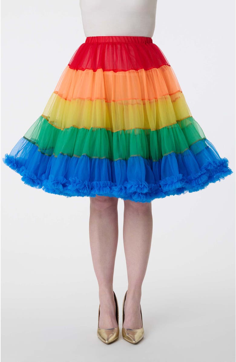 Unique Vintage Stripe Ruffled Petticoat Crinoline, Main, color, Rainbow