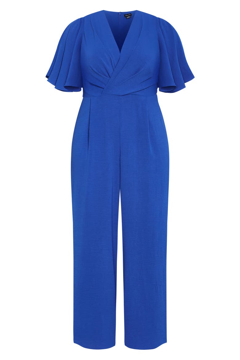 Braelynn Flutter Sleeve Jumpsuit, Alternate, color, CERULEAN