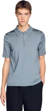 SANDRO Knitted polo with zip collar