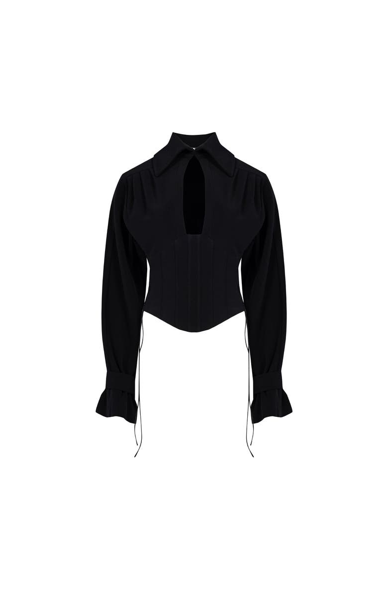 PCFG Wool Blend Your *Itch Corset Blouse, Main, color, Black