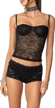 EDIKTED Krissy Sheer Lace Corset Top