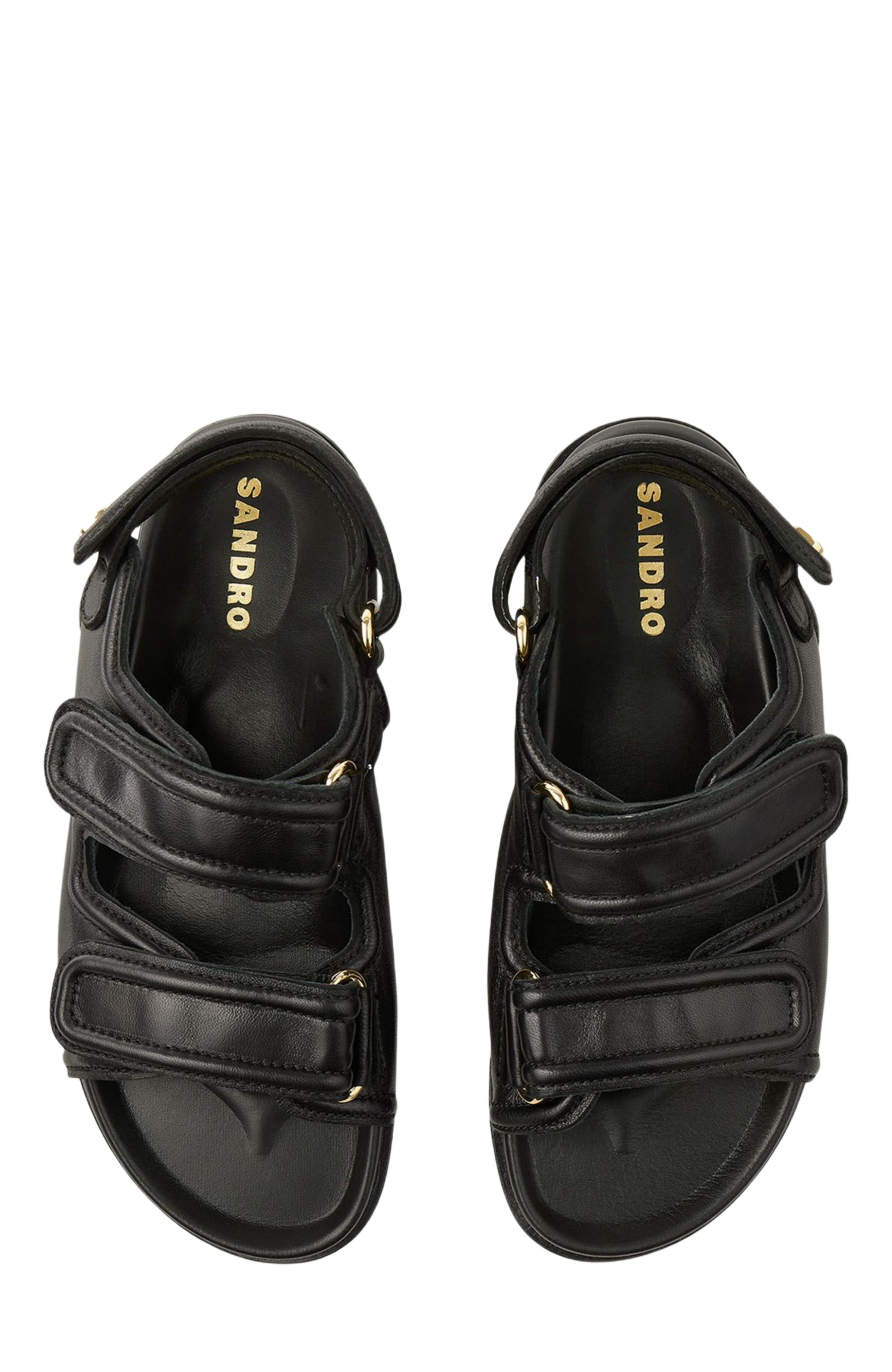 SANDRO Leather sandals, Alternate, color, 