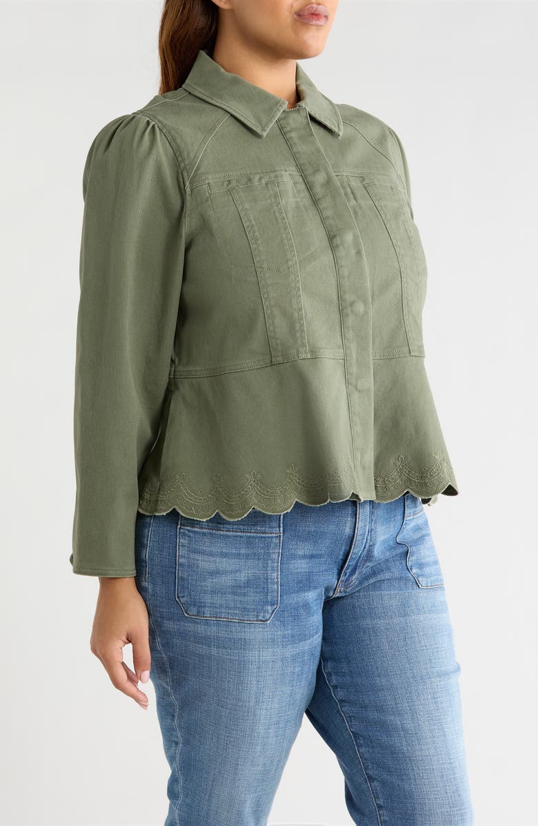 Wit & Wisdom Embroidered Scallop Peplum Jacket, Alternate, color, Lily Pad