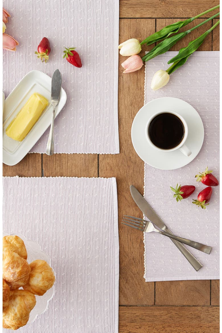 Lavender Fog Dobby Dot Rib Set of 4 Placemats, Alternate, color, PURPLE