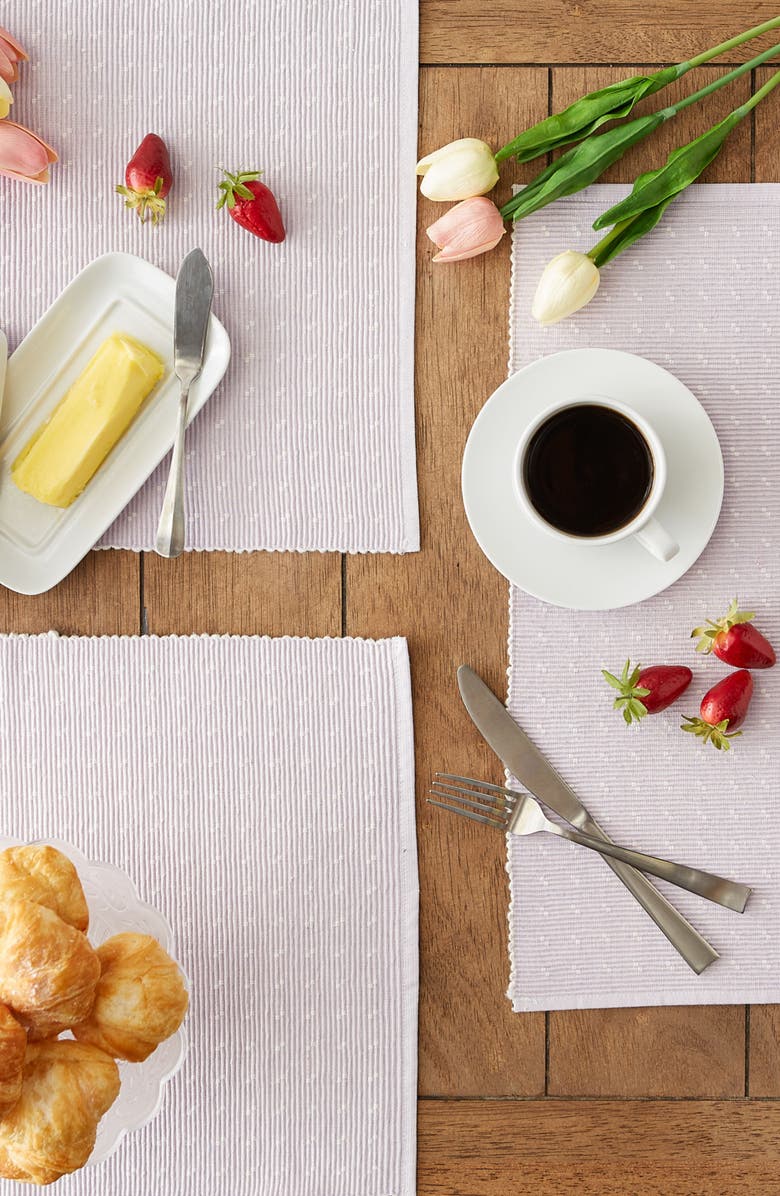 Design Imports Lavender Fog Dobby Dot Rib Set of 4 Placemats, Alternate, color, Purple