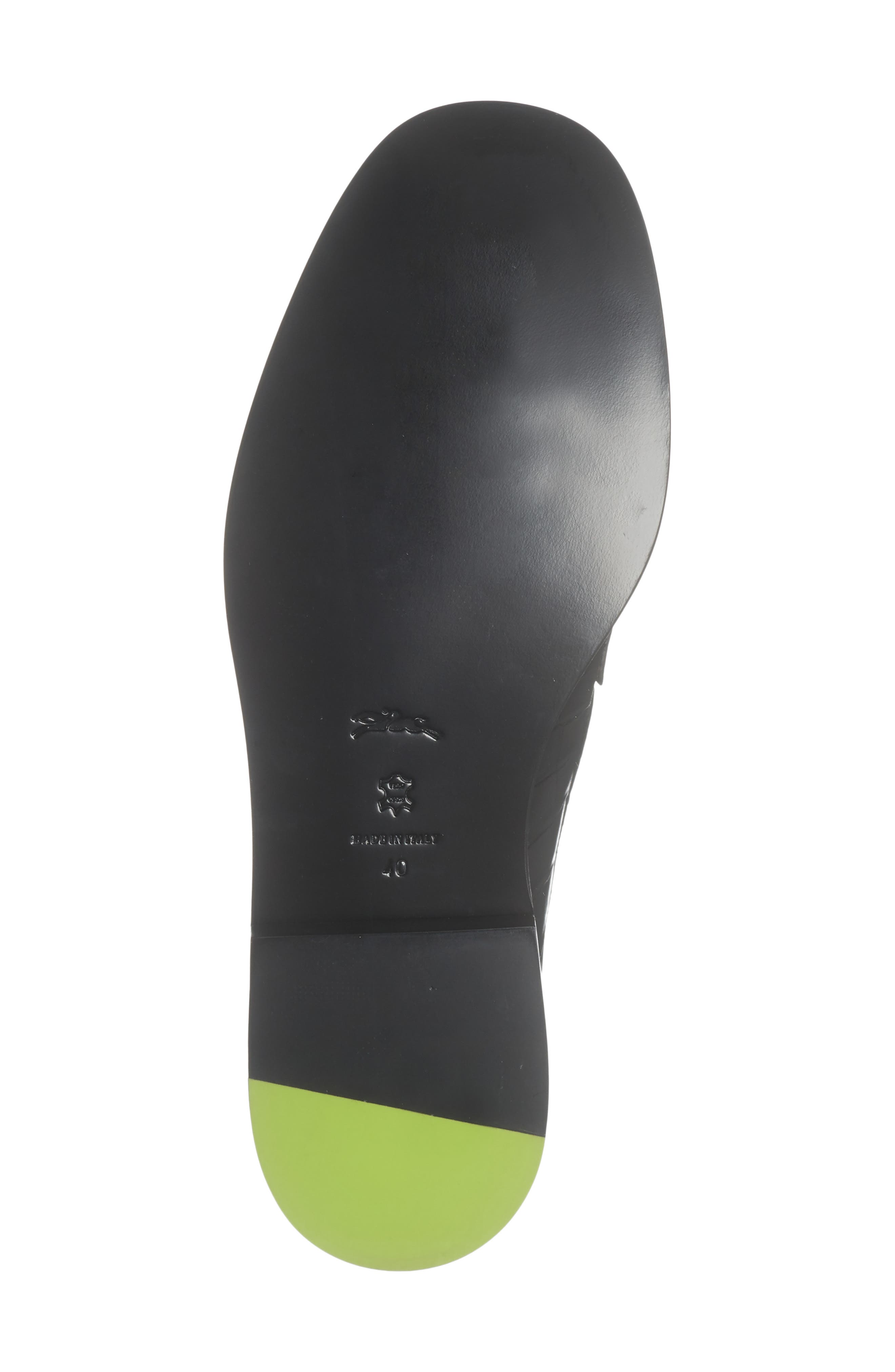 Longchamp Croc Embossed Penny Loafer, Alternate, color, Black