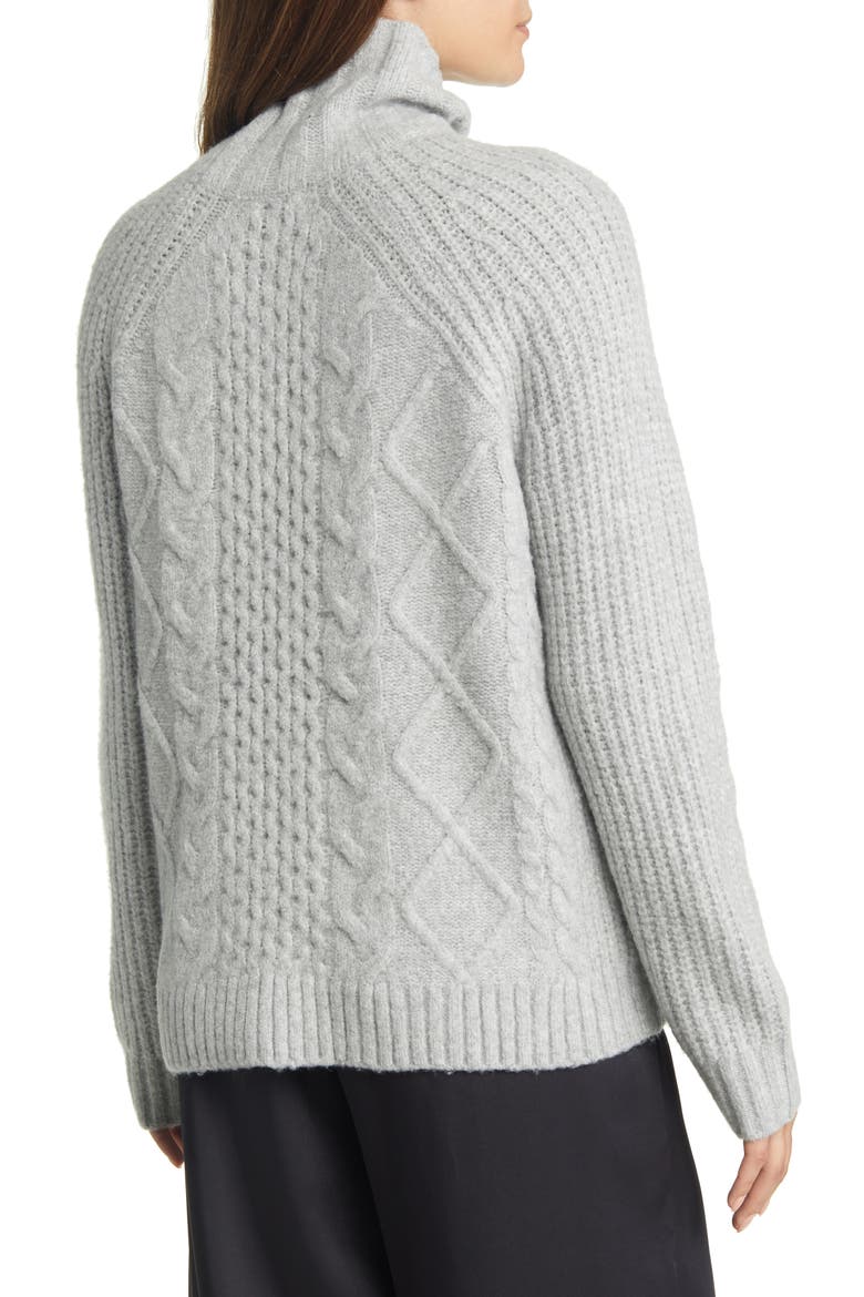 Cable Turtleneck Sweater, Alternate, color, GREY HEATHER