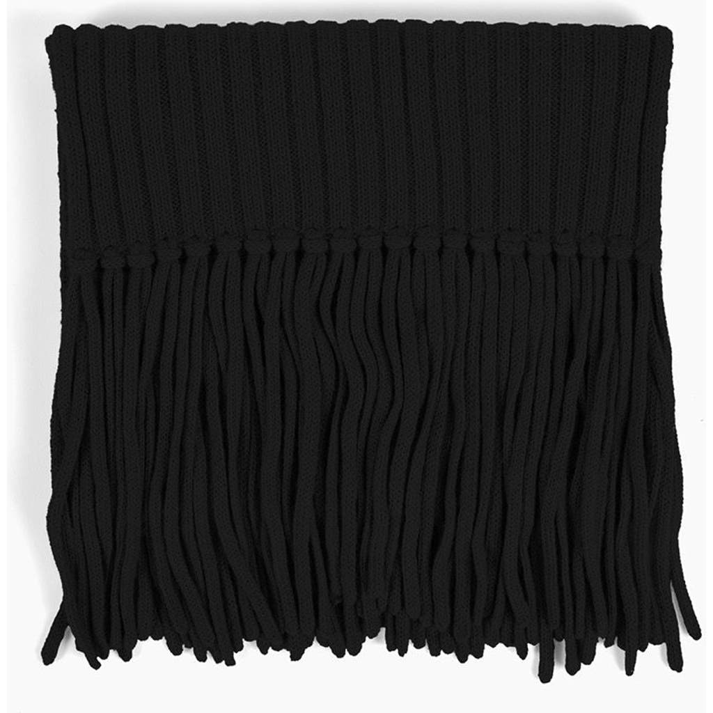 Sskein Ribbed Fringe Scarf In Black