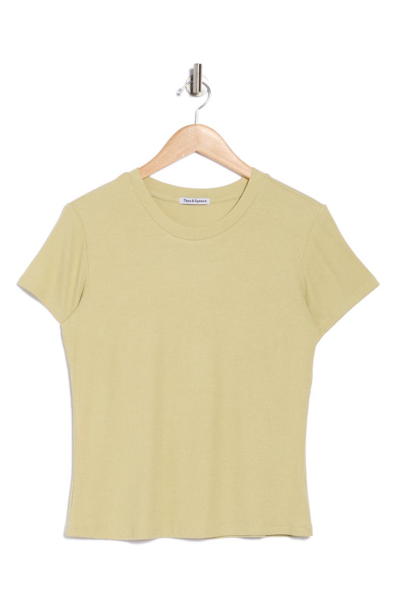 Sweet Romeo Ribbed Crewneck T-Shirt, Alternate, color, Tea Green