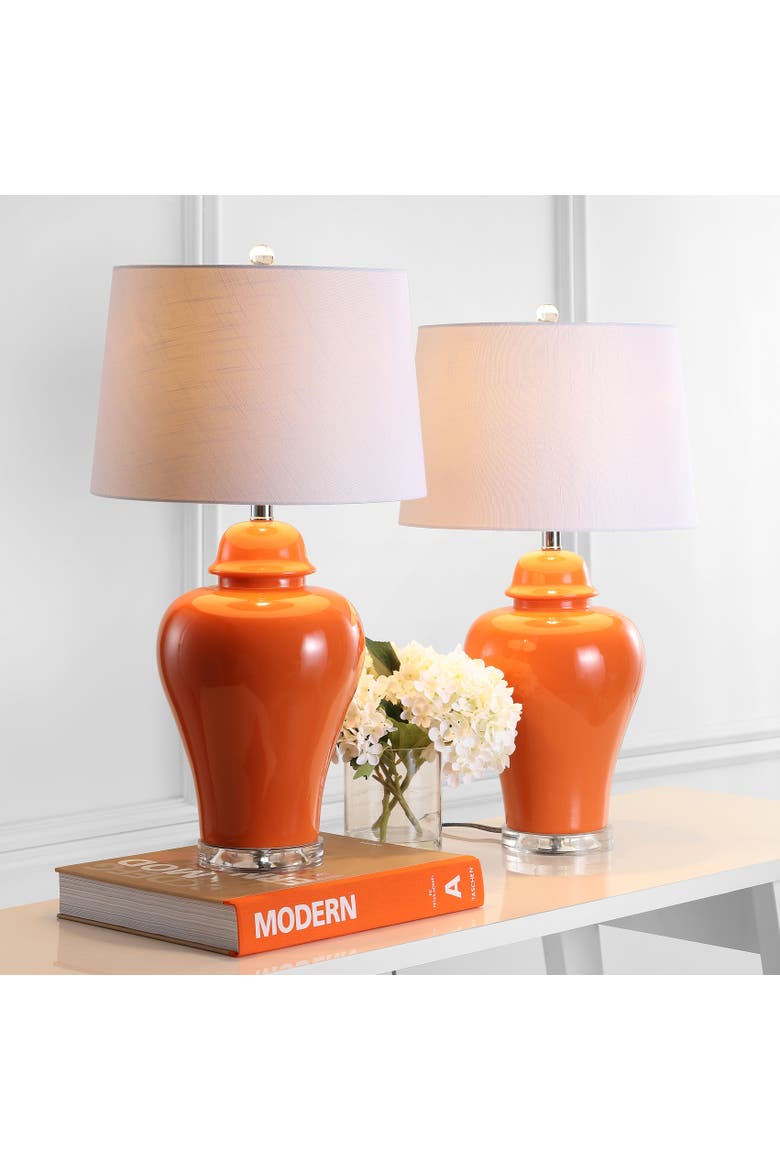 Winnie 27" Ceramic Urn LED Table Lamp, Alternate, color, Orange