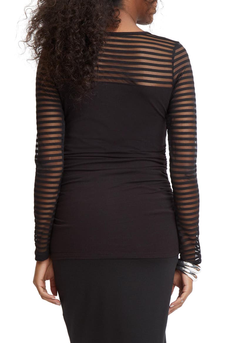 Shadow Stripe Maternity Top, Alternate, color, BLACK