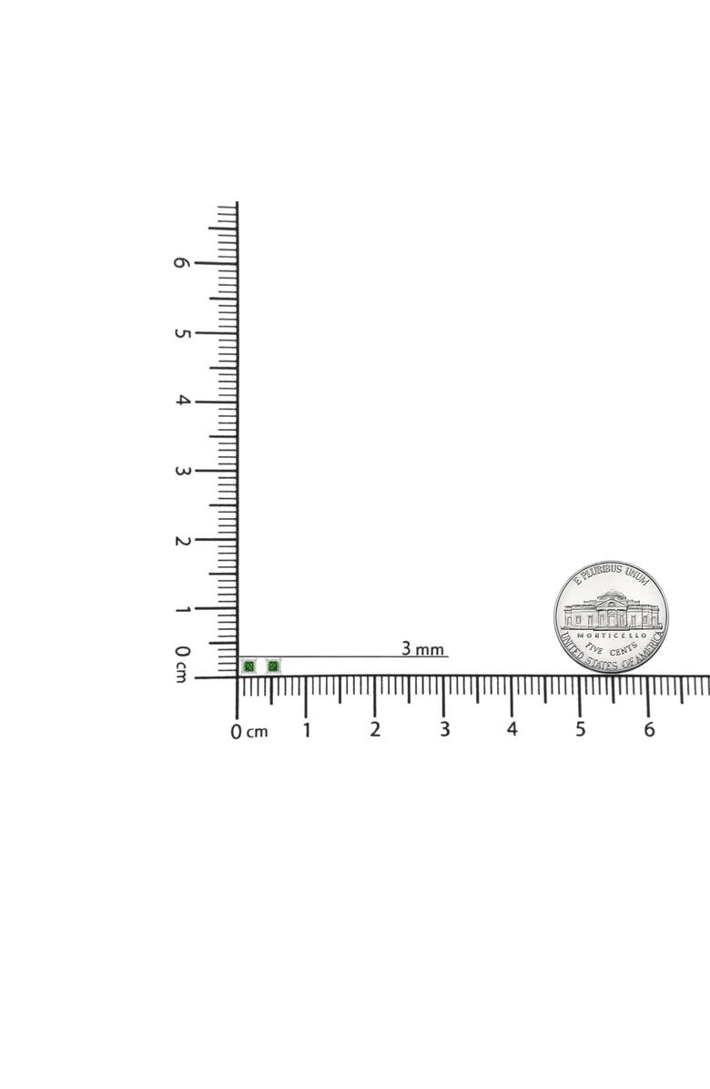 Haus of Brilliance Silver 1/10 Ct Miracle Princess Green Diamond Stud Earrings, Alternate, color, White