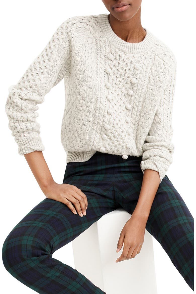 Popcorn Cable Knit Sweater, Main, color, HEATHER DUSK