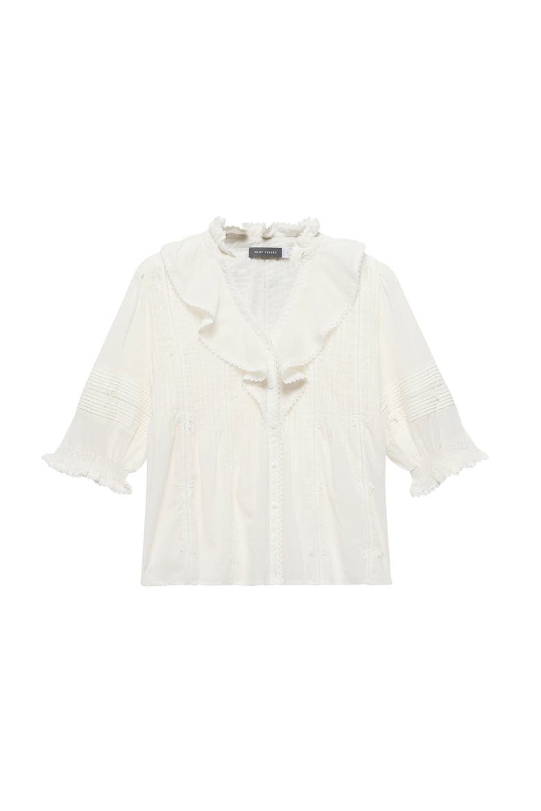Cotton Ruffle Blouse, Alternate, color, Ivory