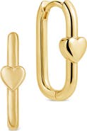 Sterling Forever Heart Mini Square Huggie Hoop Earrings