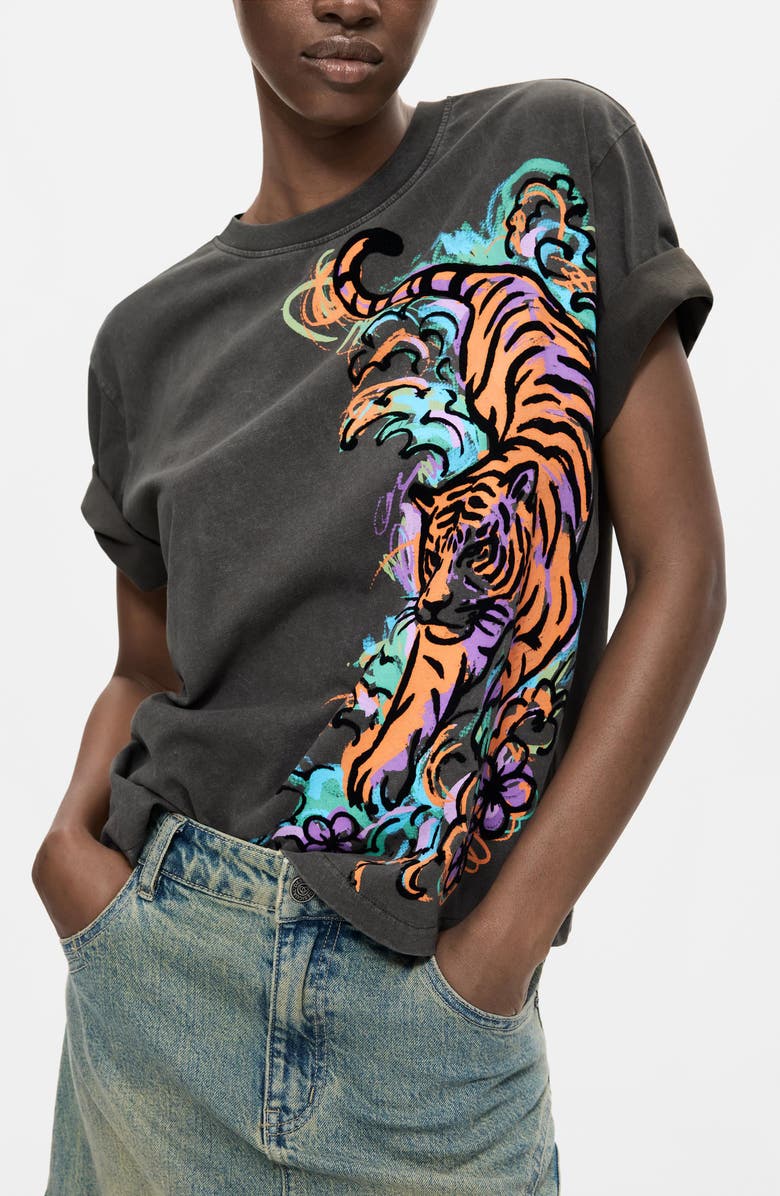 Desigual Tiger Graphic T-Shirt, Alternate, color, 