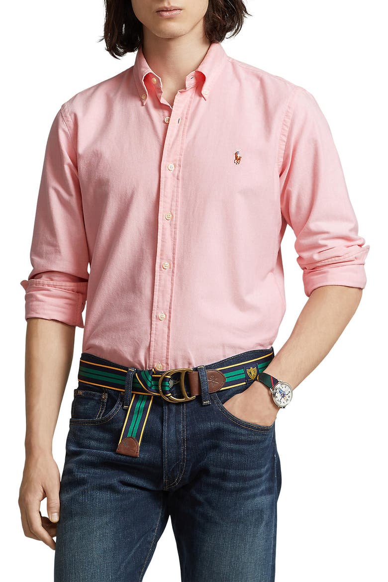 Classic Oxford Button-Down Sport Shirt, Main, color, PINK