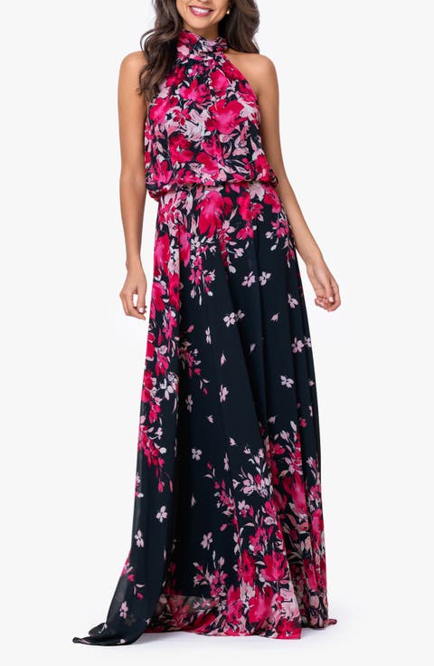 Sleeveless Blouson Chiffon Gown