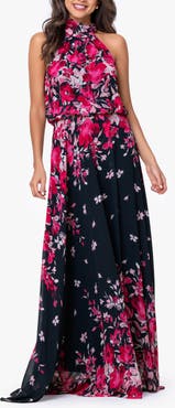 Betsy & Adam Sleeveless Blouson Chiffon Gown
