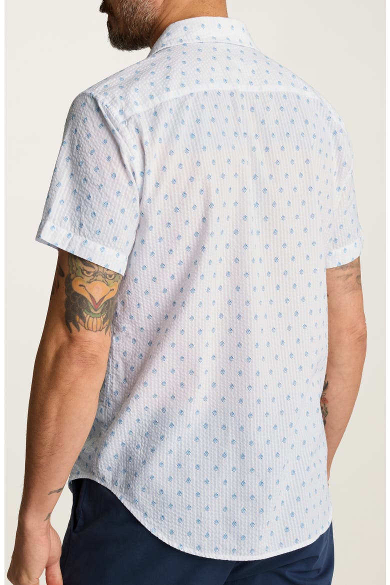 Riviera Slim Fit Leaf Print Seersucker Short Sleeve Button-Up Shirt, Alternate, color, LUNDI LEAVES V2 C24