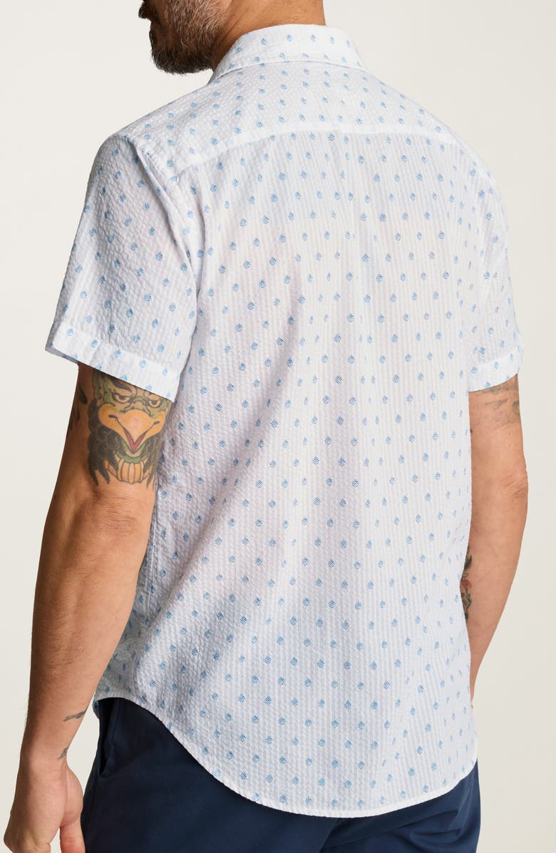 Bonobos Riviera Slim Fit Leaf Print Seersucker Short Sleeve Button-Up Shirt, Alternate, color, Lundi Leaves V2 C24